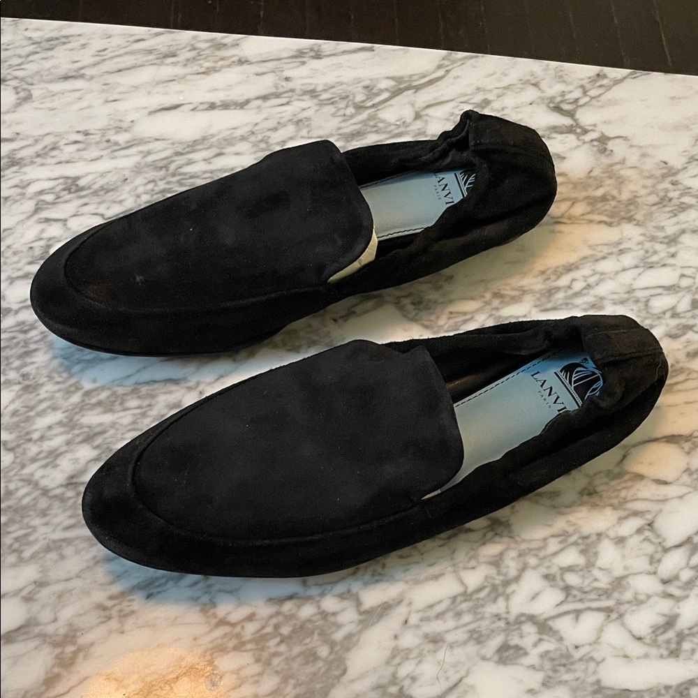 Lanvin Elegant Black Suede Loafers - size 7.5